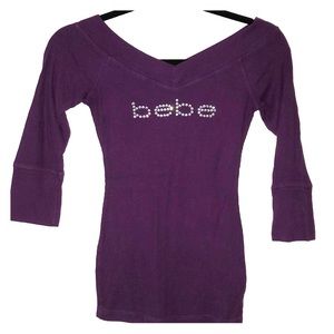 bebe 3/4 length purple top